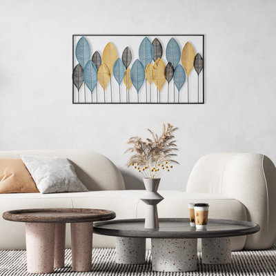 Elegant Decorative Metal Wall Art, Hand-Painted Leaf Design, 45.3 x 1.2 x 23.6 inches | 100% Metal Construction, Thickness: 0.03 inches | Unique Laser Cut Details, Adds Style to Home Décor & Living Spaces