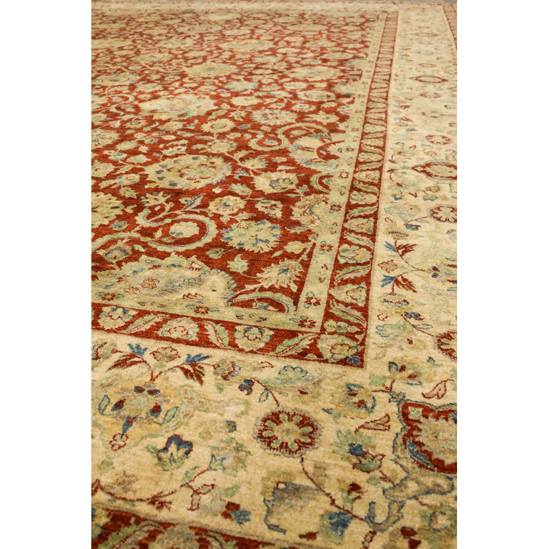 New Pakistani Agra Wool On Cotton 13Ft11inx18ft Brick