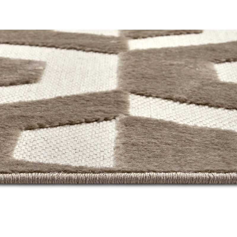 Iconic Cream/Brown Rug, Rectangular 57 x 90cm