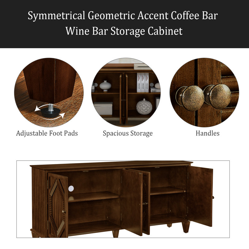 Buffet 65,5 po Mid Century Modern Buffet, Noyer