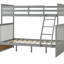 Lit superposé simple au-dessus de double en bois gris, équipé et doté de caractéristiques, construction en pin robuste, peut être divisé en deux pour plus de commodité, pas de sommier nécessaire, rampe supérieure - protection de la longueur, bas