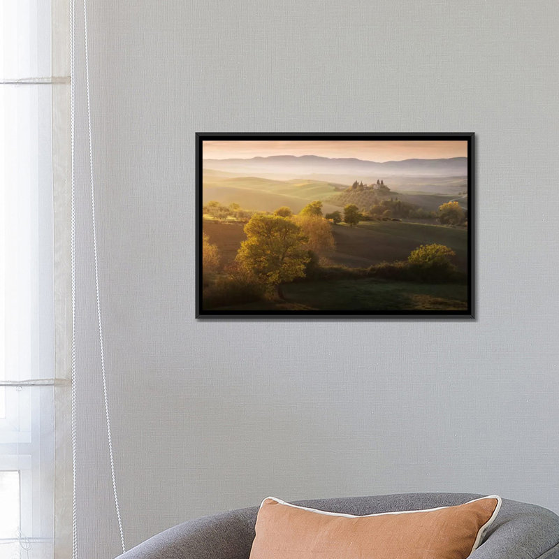 «Autumn in Tuscany II», impression sur toile, H 18 po x l 26 po x P 1,5 po, Toile avec cadre noir, Pas de tapis