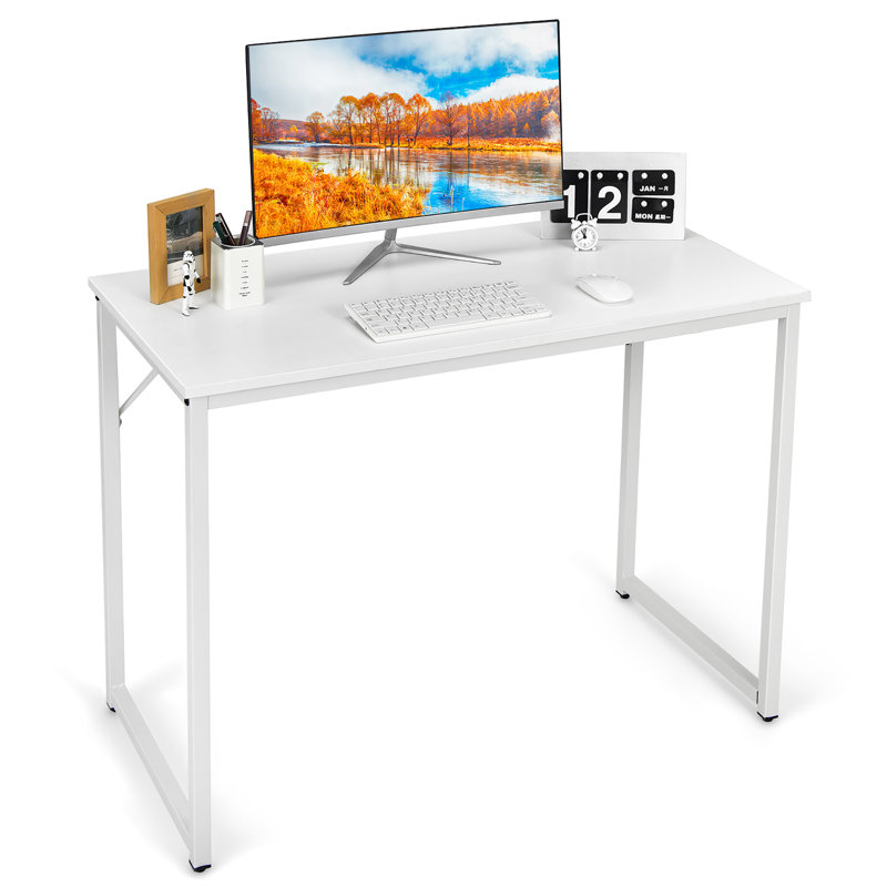 Metal Base Computer Desk, White/Black