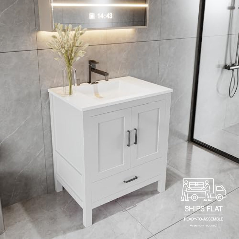 Meuble-lavabo blanc 24 po avec tiroir inférieur