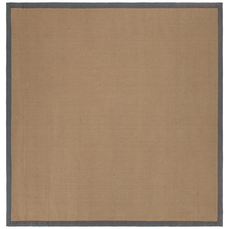 Wroblewski Authentic Hand-Woven Handmade Jute & Sisal Brown & Gray Border Area Rug, Square 8', Brown/Gray
