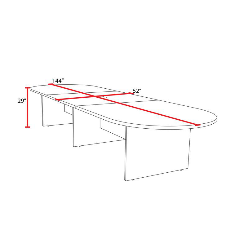 Table de conférence Nickyla Racetrack avec port de charge, Brown, H 29 po x L 144 po x l 52 po