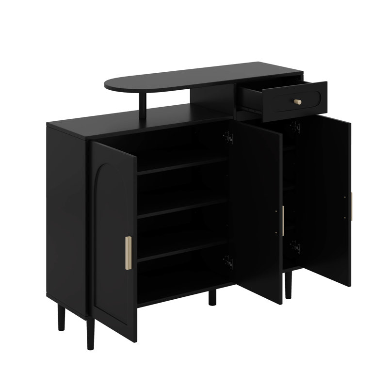 Armoire à chaussures moderne pour hall d'entrée, armoire à chaussures de rangement autoportante avec tablettes réglables