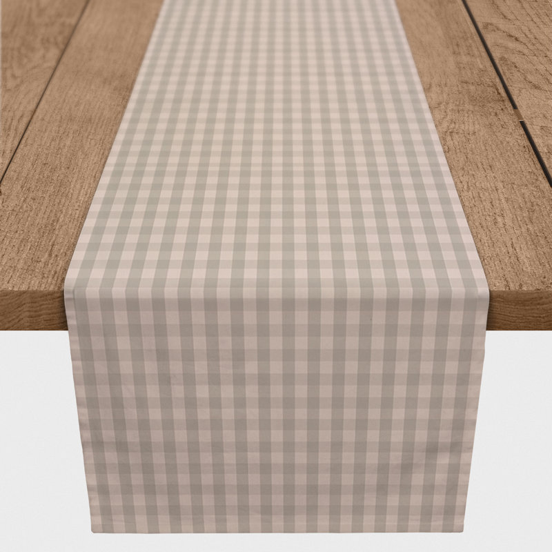 Synn Rectangular Plaid Table Runner, 72" x 16", Blush