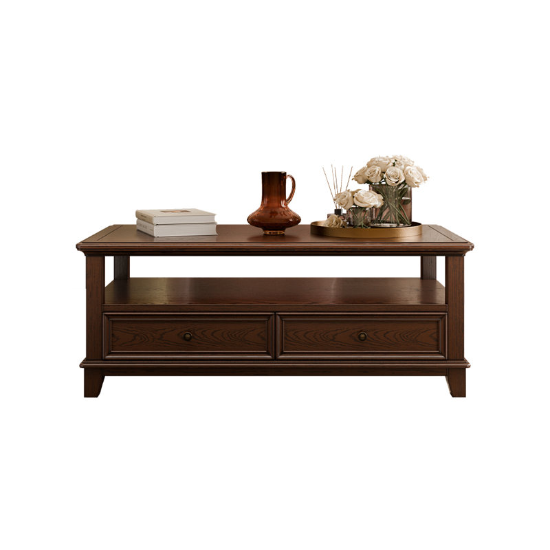 American classic retro coffee table, Dark Brown Wood, 20.07" H x 55.11" L x 27.55" W