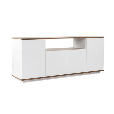 Modern Console Table, White & Walnut Finish, 70.9 x 29.5 x 17.5 inches | 100% Melamine Coated Particle Board, Thickness: 0.7 inches | Scandinavian Design, Stylish & Functional for Living Room & Hallway
