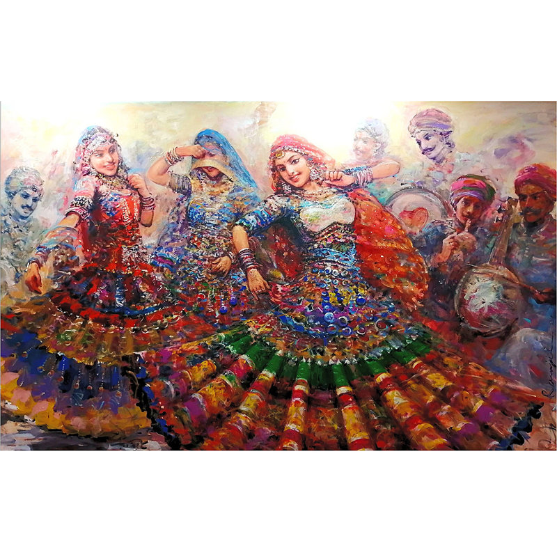 Indian Indian Dancing On Desert Festival | Acrylique sur toile