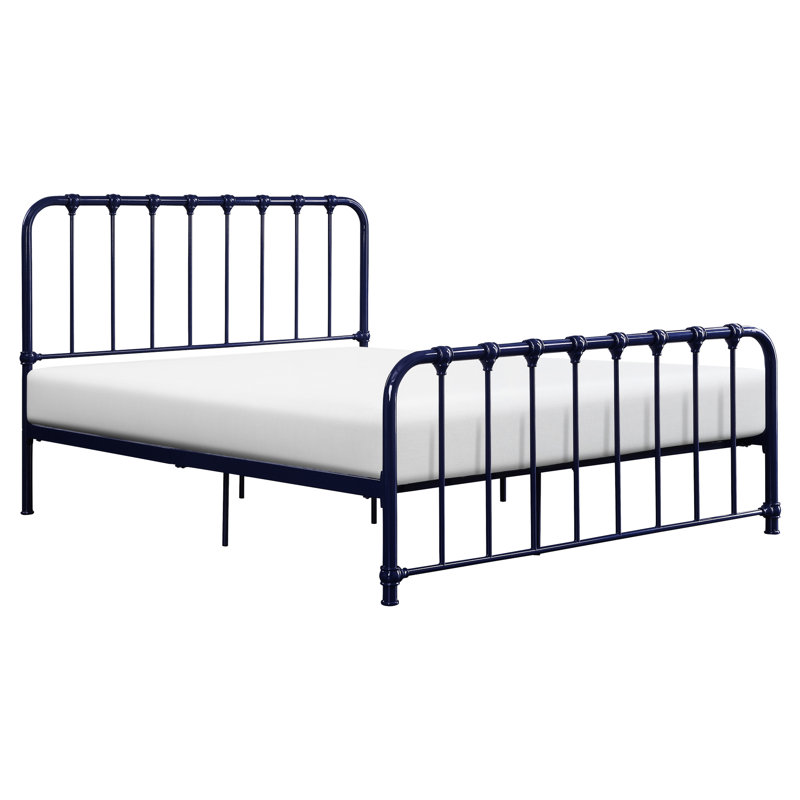 Blue Metal Bedroom Platform Bed, Full Size Option Bed Frame With Enchanting Finish, Full, Blue