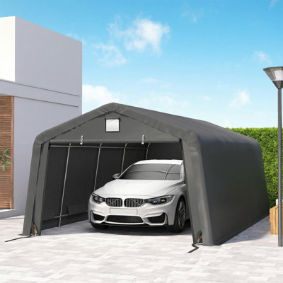 Abri de garage 12 'x 20' avec fenêtres de ventilation, gris foncé