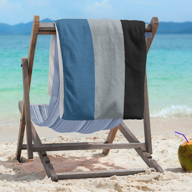 Columbus Lightweight Beach Towel, Microfiber, Blue/Silver/Black