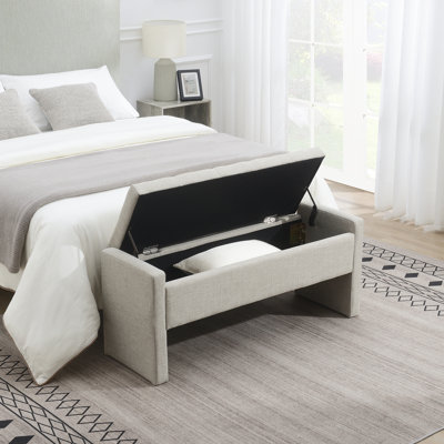 Banc de bout moderne avec rangement spacieux, grand tabouret de repose-pieds rembourré pour le salon et la chambre à coucher