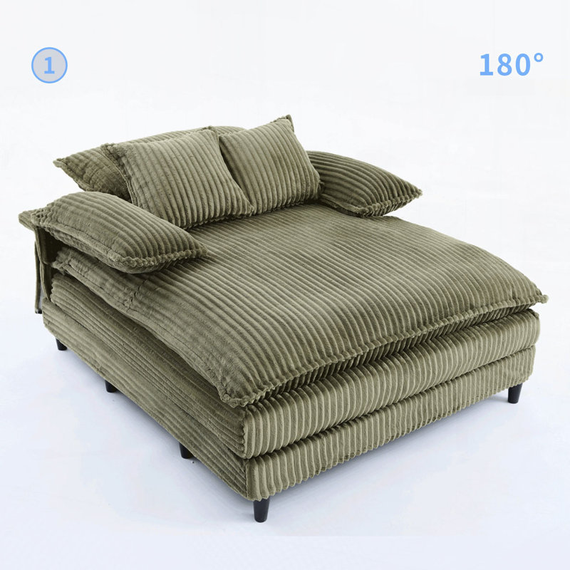 Méridienne rembourrée Corduroy, Vert