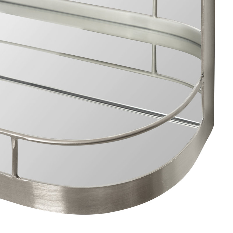 Cemile Metal Mirror with Shelves, Silver