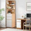 Grande armoire d'angle Eara, armoire de rangement d'angle pour canapé, huche d'angle triangulaire avec tablettes ouvertes, tiroir, porte simple, armoire de rangement pour salle de bain, salle de séjour, cuisine