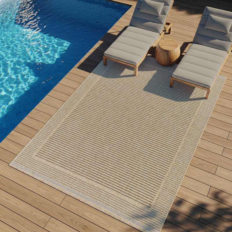 Klara Boho Jute-Look Beige Area Rug, Rectangle 117 x 166 cm, Striped