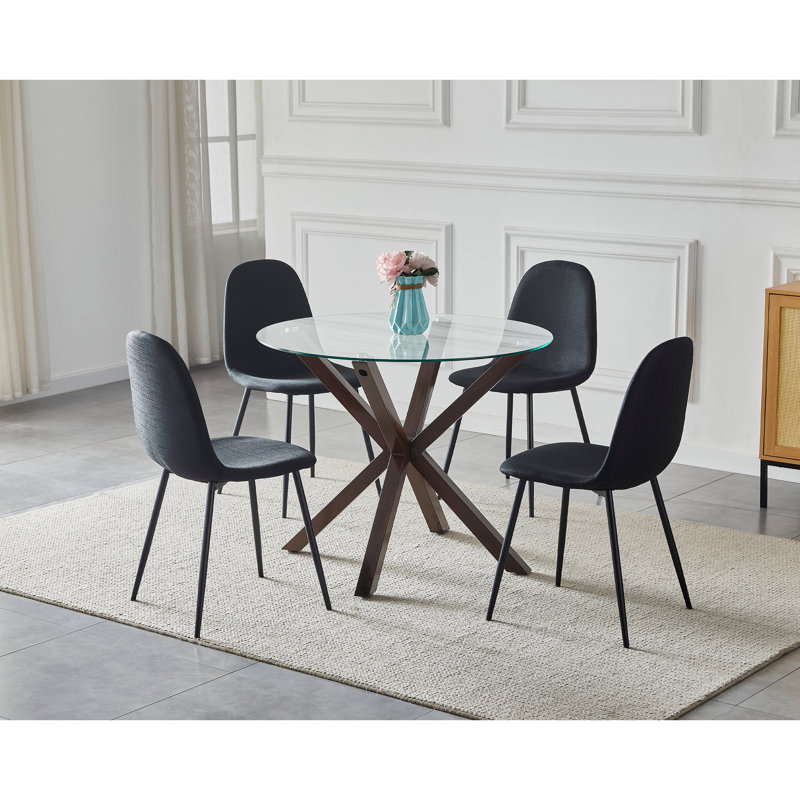Areille 37" L x 37" W Dining Set, Black