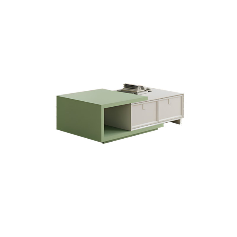Table basse en bois massif extensible, Crème/vert