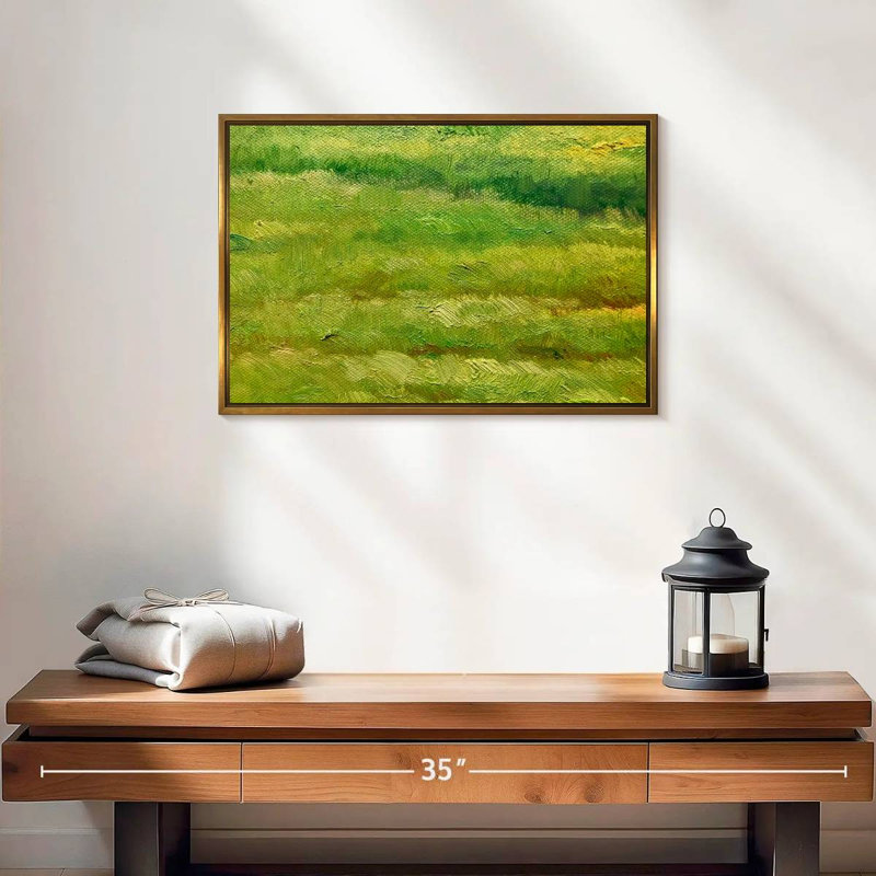 Green Fields, 25" X 17", Floating Frame Walnut