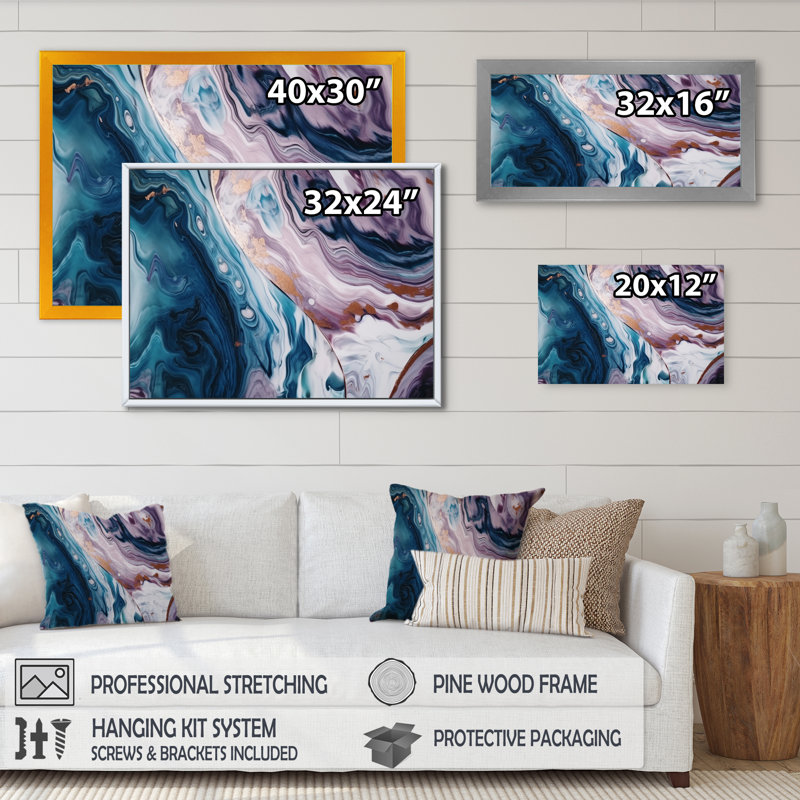 Marbre uni uni - reproduction sur toile de marbre abstrait, H 30 po x l 40 po x P 1,5 po, Toile tendue