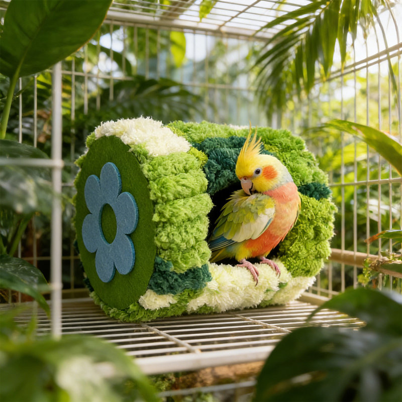 Hamac chaud pour petits oiseaux 5,9 x 5,9 x 5,9 po Parrot Cotton Nest, vert, Vert