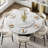 59.08'' Round Dining Table Marble Top with Rotating Turntable, White Circle Dining Table with Black Stainless Steel Base