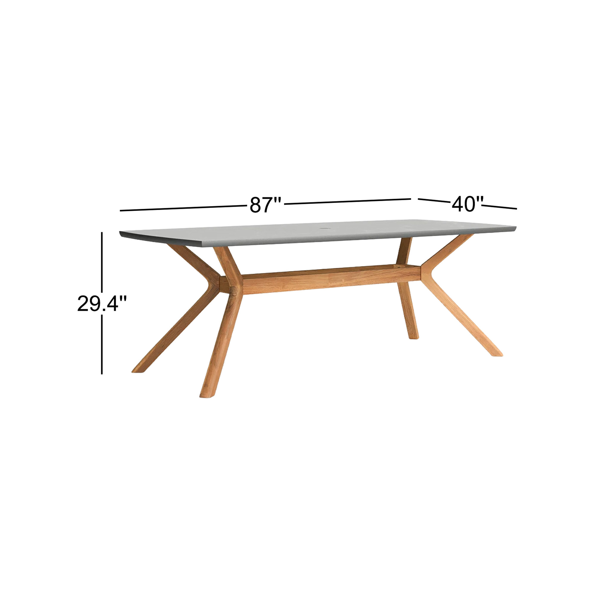 Amira 87'' Ceramic Outdoor Dining Table, 29.5" H x 87" W x 40" D