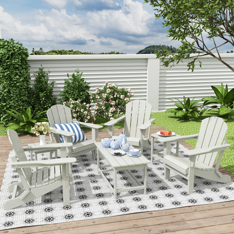 Laguna Foldable Outdoor Adirondack Chair With Table, Sand