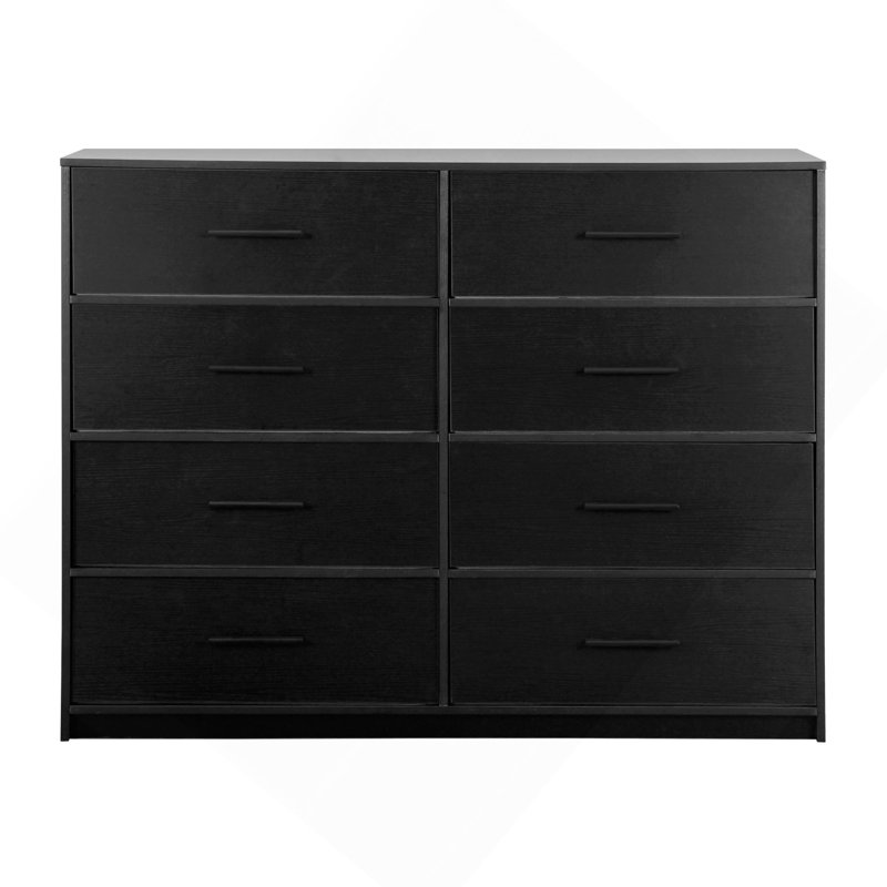 Commode 8 tiroirs avec grands tiroirs en tissu, Noir