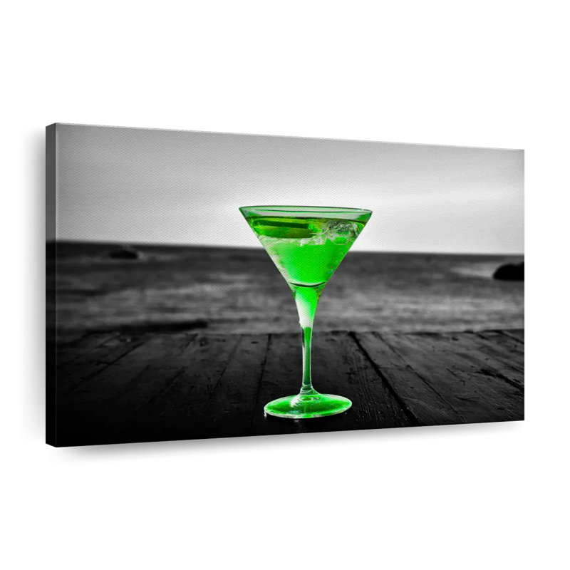 " Pop Green Martini " by SodaPopArt, 26" H x 39" W x 1.25" D