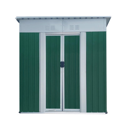 Outdoor Garden Shed 5Ftx3Ft, Pent Roof, Tool & Equipment Storage, Green