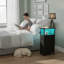 LED Narrow Side Tables, Slim End Table with 3 Fabric Drawer and Charging Station-1017053716-1022647451