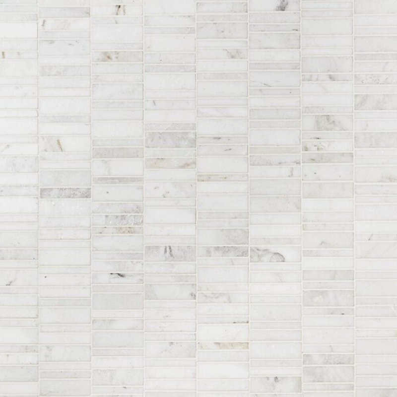 Alaska White Waterfall 12x12 Polished Marble Bricks Mosaic Tile