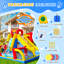 Glissade d'eau gonflable de 16 pi x 11 pi pour les enfants avec souffleur d'air, parc aquatique géant 8 en 1 avec 2 minutes de soufflage pour la cour extérieure avec zone de soccer, glissade longue, piscine, maisonnette gonflable