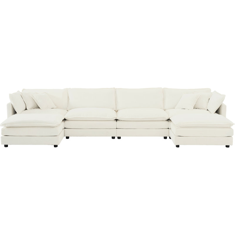 Canapé modulaire en U avec chenille blanche, éponge et repose-pieds double pour canapé en chenille, méridienne réversible en U