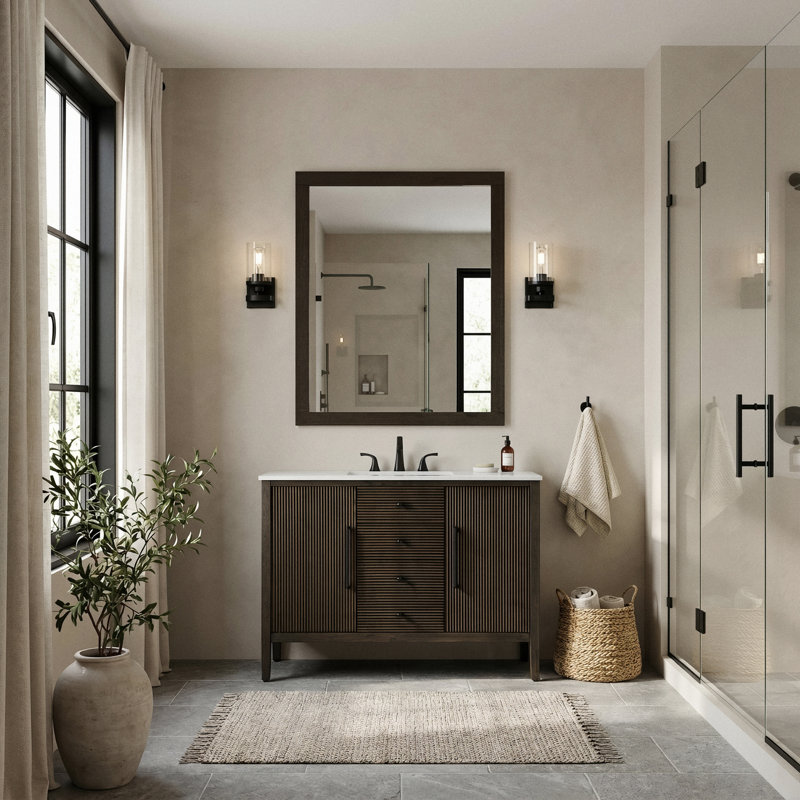 Meuble-lavabo simple 48 po, Chêne chocolat