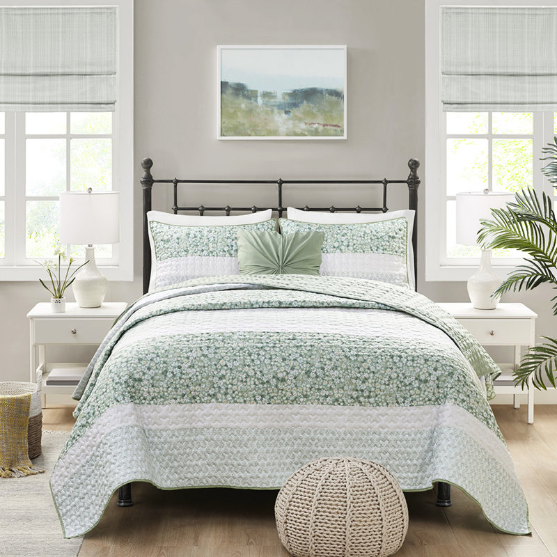 Courtepointe très grand / très grand lit - Shabby Chic, style Vermicelli Stitch Chic, 100% seersucker