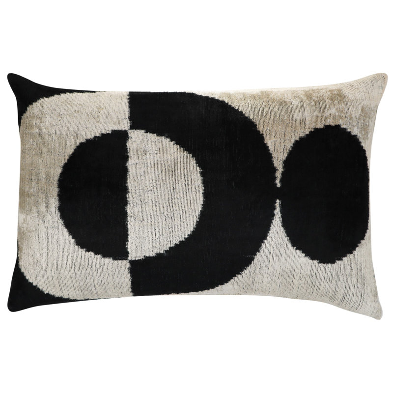 Geometric Velvet Throw Pillow, Black/White Geometric 2