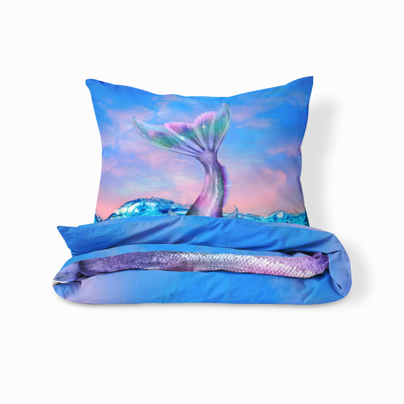  Ensemble de housse de couette Mermaid Splash, Housse de couette simple et 2 taies décoratives