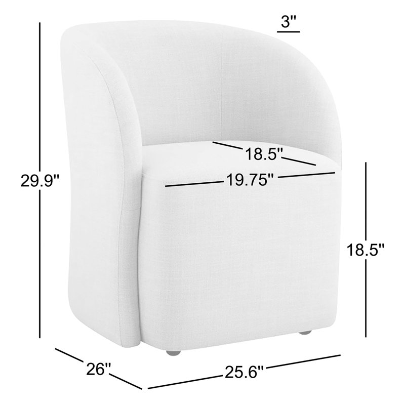 Chaise Frankie Caster, Tweed Selene écume de mer 