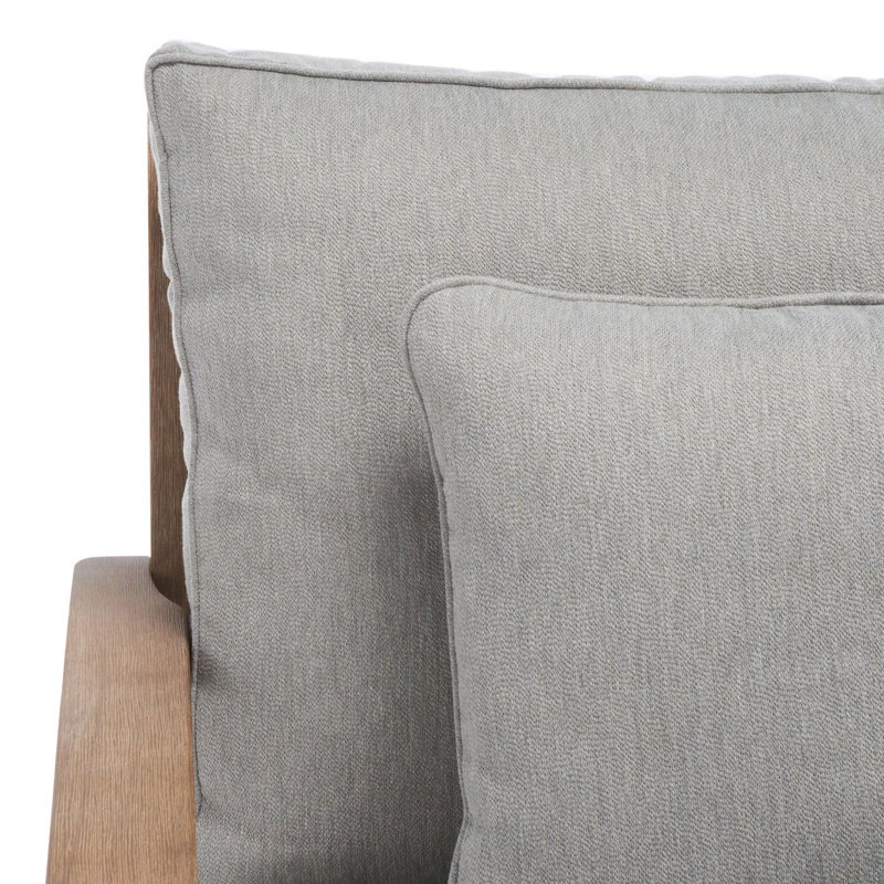 Chaise de patio avec coussins Samya, Lin gris performance, Naturel