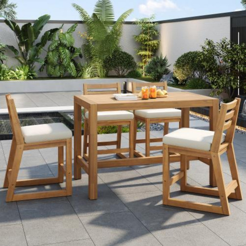 Ensemble de bar rustique avec chaises ergonomiques, Light Teak