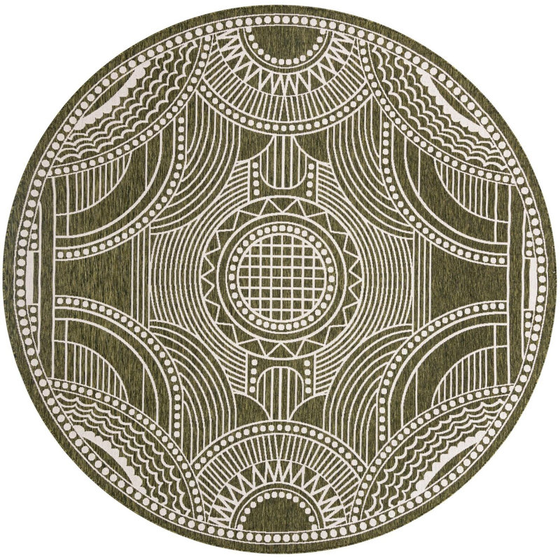 Tapis contemporain vert Huitt, Rond 10 pi