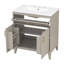 Meuble-lavabo moderne Yelton de 76 cm de large en bois avec lavabo en céramique, rangement à fermeture douce et tablette réglable pour salle de bain-134907692