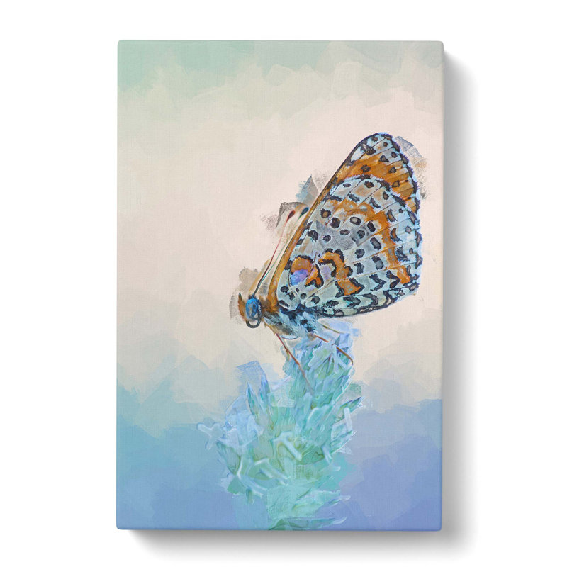Butterfly Perched Upon A Flower In Abstract - Wrapped Canvas Print, 60cm H x 40cm W x 3cm D