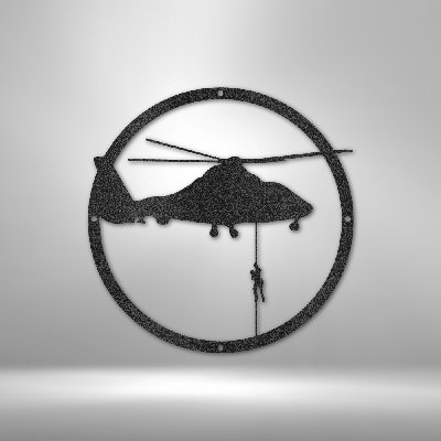 Helicopter Drop Steel Sign Laser Cut Powder Coated Home & Office Metal Wall Decor Multiple Sizes & Colors