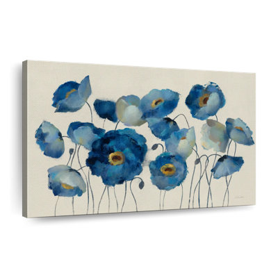 Aigue-marine floral sur crème sur toile